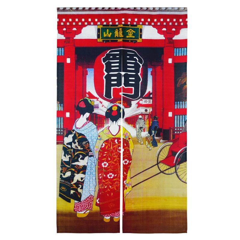 LIGICKY Noren Japanese Style Doorway Curtain Geisha Girls in Kimonos Long Type Door Tapestry Window Treatment for Home Decoration 33.5 x 59 inch - Image 1